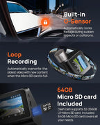 70mai Dash Cam Front and Rear A510,1944P+1080P with STARVIS 2 IMX675 and 64GB Card, Dash Camera for Cars, 4G LTE Support, ADA