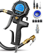 Digital Tire Pressure Gauge with Inflator (3-200 PSI), Heavy Duty Air Chuck and Compressor Accessories with Swivel Air Chuck, Longer Hose, Large Display (0.1 Res)