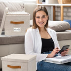 ZICOTO Decorative File Organizer Box Set of 2 - Collapsible Linen Filing Cabinets w/Handles Are Perfect to Store all Your Doc