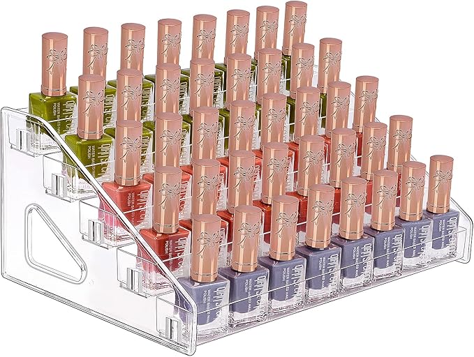 JessLab Nail Polish Organizer, 5-Tier Clear Acrylic Sunglass and Essential Oil Holder, Makeup Organizer for Bathroom Vanity C