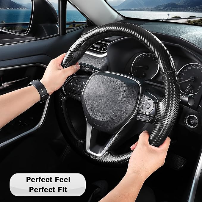 Fit for Toyota Steering Wheel Cover, Car Steering Wheel Cover for Toyota Corolla(2020-2026) Rav4(2019-2025) Camry(2018-2024) Venza(2021-2024) Avalon(2019-2022) Accessories (Matte Black)