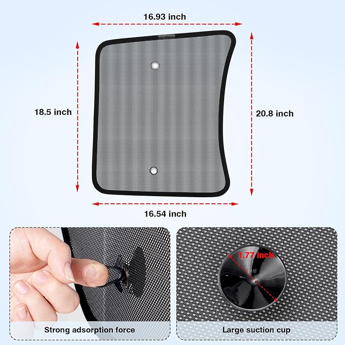 KUST 2PCS Side Window Sun Shade for Semi Truck, 20x16.9 inch Side Window Shade for Kenworth T680 / T880 / W990 (All Years),Sunshade with Suction Cup,Glare Shield UV Protection
