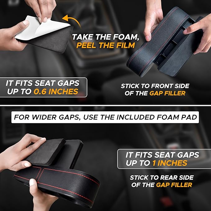 EcoNour Car Seat Gap Filler with Cup Holder (25.4 x 15.2 cm) | Auto Console Organizer in Between Front Seats for Holding Phone, Drink and Cards | Travel Accessories with 2 Headrest Hooks