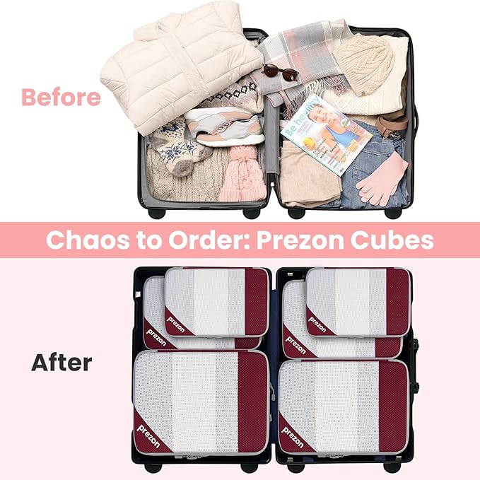 Compression Packing Cubes for Travel, Lightweight Vacation Travel Essentials, Travel Accessories for Suitcase Organizer Bags 