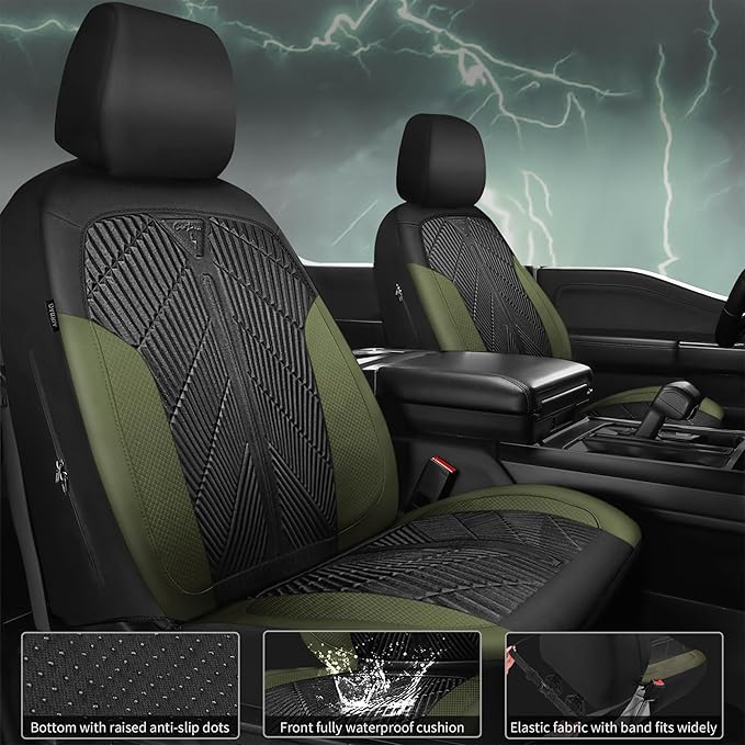 CAR PASS Waterproof Car Seat Covers Front Seats Covers Neoprene Wetsuit, All-Weather Non-Slip Durable,Universal Fit for SUV S