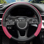 KAFEEK 15 inch Steering Wheel Cover, Cooling Ice Silk Mesh with Microfiber Leather, Heat Resistant, Breathable, Anti-Slip, Su