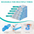 15 Pack Vacuum Seal Bags for Clothing &Travel, Space Saver Vacuum Storage Bags for Blankets,Luggage,Clothes,Comforter, Hand P