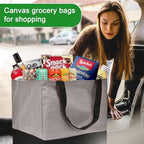 Canvas Reusable Grocery Bags Heavy Duty, 8.3 gal Foldable Large Tote Bag with Handles, Holds 60 lbs Canvas Shopping Bags, 1 Pack