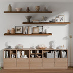 ROGMARS 60Inches Long Walnut Floating Shelves,Rustic Solid Wood Farmhouse Wall Shelves with Invisible Brackets for Bathroom, 