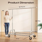 HOKEEPER Heavy Duty Clothes Rack Load 525 LBS, 75''W Adjustable Garment Rack, Rolling Clothing Rack for Hanging Clothes with 
