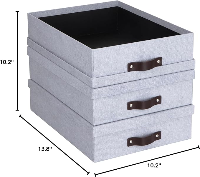 Bigso Oskar Canvas Fiberboard Document Letter Box | File Organizer Document Box for Important Paperwork | Document Storage Bo
