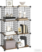 HOOBRO Wire Cube Storage Organizer, 6-Cube Shelves, Modular Shelves with Metal Grid, DIY Closet Cabinet for Living Room, Bedr