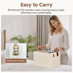 StorageWorks Storage Bins, Shelves Baskets for Organizing, Fabric Closet Organizers with Handles, Metal Frame, Beige-Texture,