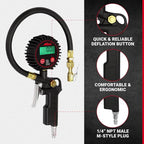 Milton 507KIT Digital Tire Inflator Car Accessories w/Accurate Air Tire Pressure Gauge, 14” Rubber Air Hose – 250 PSI, Brass Lock-On Clip Air Chuck and Compressor Accessories