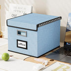 Huolewa File Organizer Box with Lid, Collapsible File Folder Organizer for Office Document Storage, Filing Box with Plastic S
