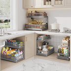 2 Pack 18.5IN-Depth Under Sink Organizer With Next-Gen Ball-Bearing Slides,2-Tier Precision Mesh Pull Out Cabinet Storage for