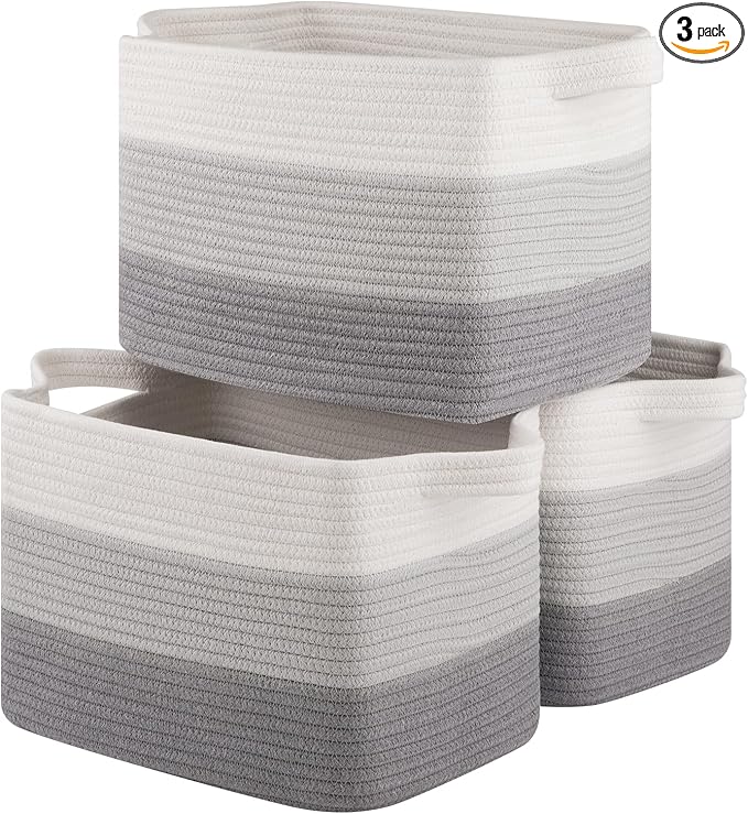 OIASKET Storage Baskets for Organizing, Woven Baskets for Shelves, Rectangle Decorative Organizer for Storage Clothes, Toy, B