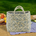 Boho Fabric Storage Basket, Large Capacity Laundry Basket, 12.2'' x 10.23'' x 10.23'' Collapsible Laundry Hamper with Easy Ca
