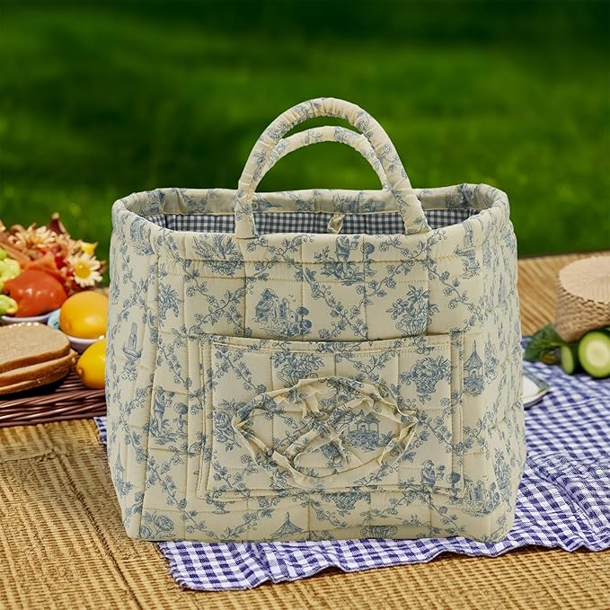Boho Fabric Storage Basket, Large Capacity Laundry Basket, 12.2'' x 10.23'' x 10.23'' Collapsible Laundry Hamper with Easy Ca