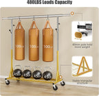Gewudraw Rolling Clothes Rack Load 530lbs,Heavy Duty Garment Rack With Sturdy Wheel And Shelves, Adjustable Portable Hanging 