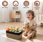 5-Pack Small Woven Rope Storage Baskets – 2 Sizes Organizer Bins for Closet, Shelf, Bookshelf, Nursery, Changing Table, Fabri