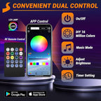 Interior Car LED Strip Lights 470 inches Fiber Optic tubing USB Powered RGB 10 in 1 Car Neon with Wireless APP and Remote Control, Ambient Lighting Kits 16 Million Colors,Sync to Music