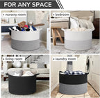 INDRESSME 115L Extra Large Cotton Rope Blanket Basket, Woven Storage for Living Room Toy Baskets Kids Baby Laundry Hamper for