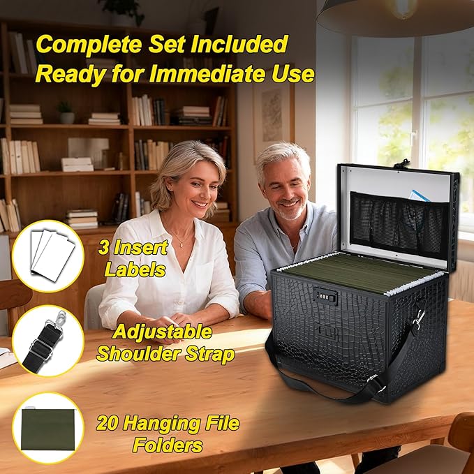 File Storage Cabinet File Organizer Document Organizer File Box in Office and Home with Combination Lock with 20 Letter Size 