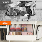 Lifewit Drawer Organizer Clothes for Closet 16 Pack, 3 Sizes Underwear Wardrobe Drawer Dividers, Fabric Foldable Dresser Stor