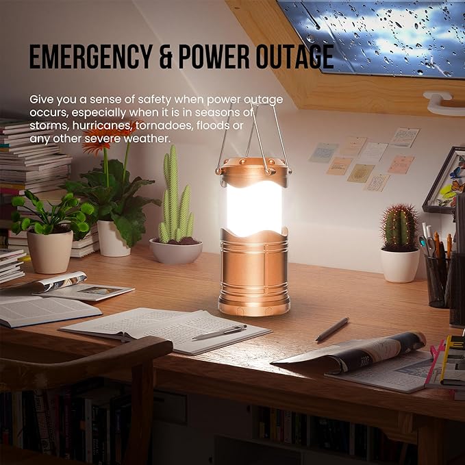 Lichamp LED Camping Lantern, 4 Pack Battery Powered Flashlight for Power Outages, Portable Collapsible Hanging Light Essentia