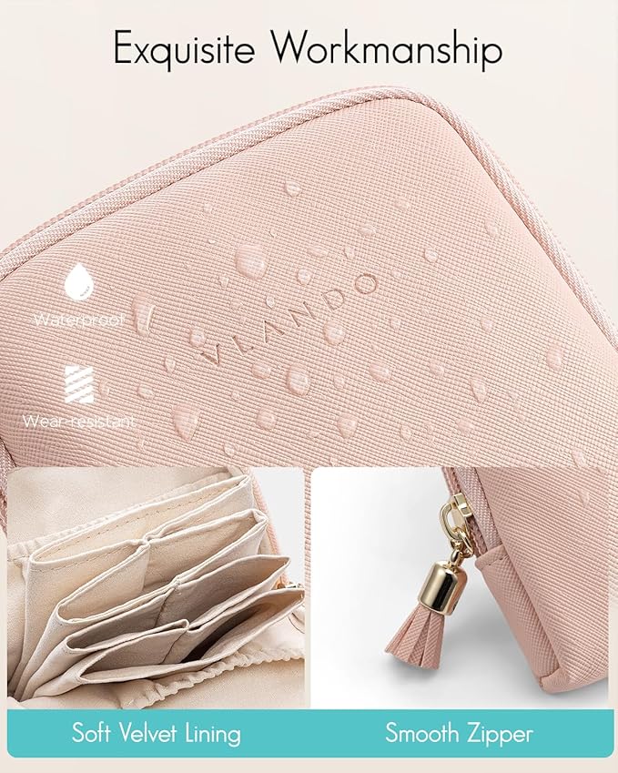 Vlando Small Travel Jewelry Organizer,Jewelry Pouch Bags,Velvet Jewelry Storage Bag for Bracelet Rings Earring,Portable Jewel