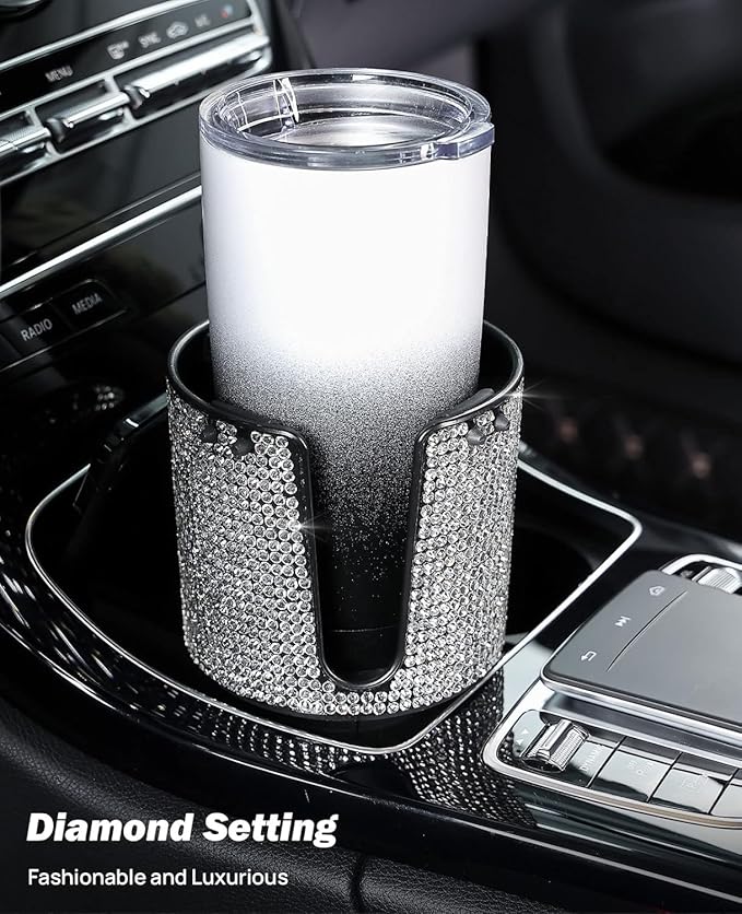 JOYTUTUS Bling Cup Holder Expander for Car, Stable Car Cup Holder Expander for YETI, Hydro Flask, Fit 18-40 oz Bottles and Mu