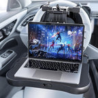 Car Seat Tray Table - Foldable Car Kids Passenger Roadtrip Eating Food Backseat Travel Trays Dinning Working Laptop Desk with Non-Slip Pad/Phone/Tablet Holder