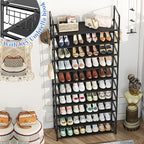 Simple Trending Tall Shoe Rack Storage Holds 40 Pairs, 10 Tier Shoe Organizer Shelf Large Capacity for Entryway Closet, Black