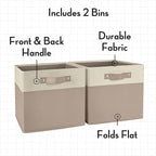 RiverRidge Kids storage bins - 10.5 Cube Storage Organizer with Handles – Taupe Two-Tone closet organizers and storage for To