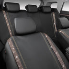 CAR PASS Bling Diamond Car Seat Covers Full Sets, Shining Rhinestone Waterproof Faux Leather, with Zipper, Universal Fit Automotive Glitter Crystal Sparkle Strips Cute Women Girl, Champagne Gold