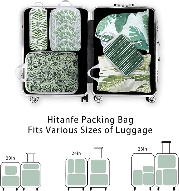 6 Pcs Compression Packing Cubes, Packing Cubes for Travel, Waterproof Luggage Organizer Bags Set, Cute Packaging Cubes for Wo