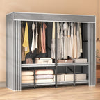 Foldable Wardrobe Closet, Clothes Rack with Cover for Bedroom, Portable Metal Closet Organizer, Thick Steel Tubes, Heavy Duty