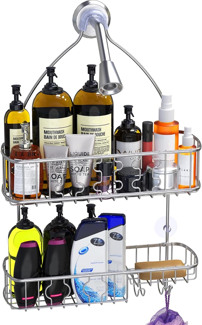 Simple Houseware Stainless Steel Bathroom Hanging Shower Head Caddy Organizer (26 x 16 x 5.5 inches)