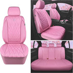 CAR PASS 5 Seats Piping Luxury Leather Seat Covers Full Set, Anti-Slip Waterproof Seat Covers Compatible with Front Armrests,
