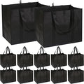 DIOMMELL 12 Pack Reusable Grocery Bags Large Foldable Heavy Duty Shopping Tote Produce Bag with Reinforced Handles for Groceries Clothes Vegetables Fruit, Black