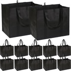 DIOMMELL 12 Pack Reusable Grocery Bags Large Foldable Heavy Duty Shopping Tote Produce Bag with Reinforced Handles for Groceries Clothes Vegetables Fruit, Black