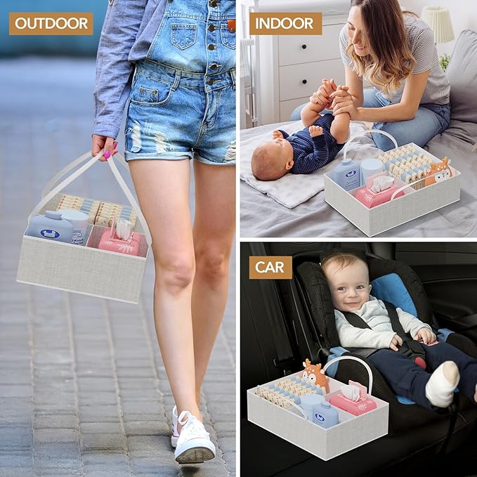 BBLIKE 3in1 Diaper Caddy Organizer - Diaper Caddy & Rolling Diaper Cart with Kids Clothing Rack for Nursery and Baby Essentia