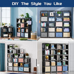Mavivegue 20 Cube Book Shelf, Storage Organizer, Large DIY Bookcase, Metal Cube Bookshelf, Cubbies Closet Storage Organizer S