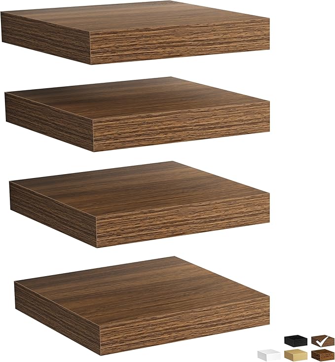 Fun Memories Rustic Wood Floating Shelves for Wall, Space-Saving Wall Mounted Shelves for Bathroom, Bedroom, Living Room and 