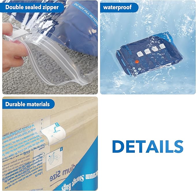 24 Pack Vacuum Storage Bags With Electric Pump, Space Saver Sealer Bags,Vacuum seal bags for clothing, Pillows, Comforters, B