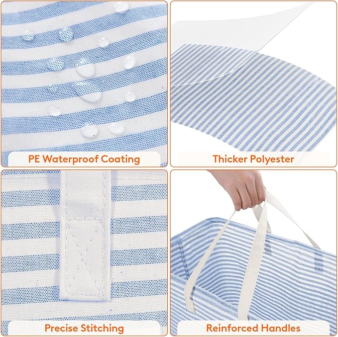 Lifewit 2 Pack Laundry Basket 100L Each, Collapsible Clothes Hamper with Reinforced Handles, Freestanding Waterproof Design f