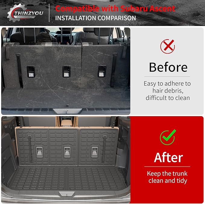 Floor Mats Compatible with 2019-2025 2026 Subaru Ascent Cargo Mat Liner TPE Back Seat Cover Protector 2023 Ascent Accessories (Fit 7&8 Seats, Trunk Mat+3rd Row Backrest Mats+Floor Mats)