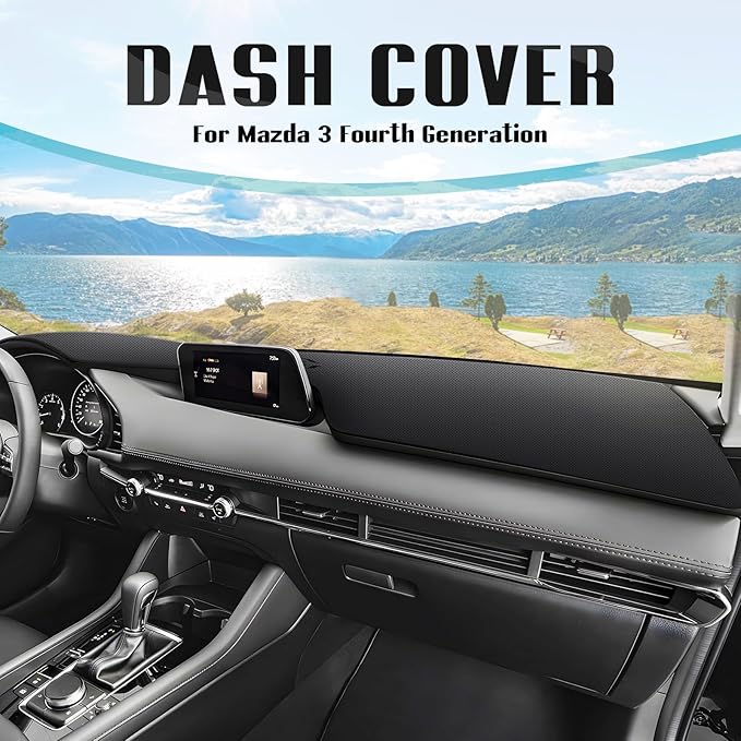 FIILINES Dash Cover for 2019-2026 Mazda 3, Dashboard Mat Accessories Dash Cover Sunshade Nonslip Mesh Protector No Glare Blac