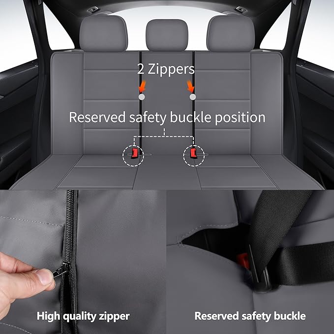 Car Seat Covers, Quilting Leather Seat Covers Full Set, Waterproof Faux Leather Automotive Seat Covers for Cars, Universal Ca